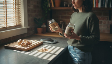 Nutritionist compares mushroom powder and extract jars