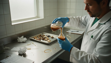 Lab technician preparing mushroom extract