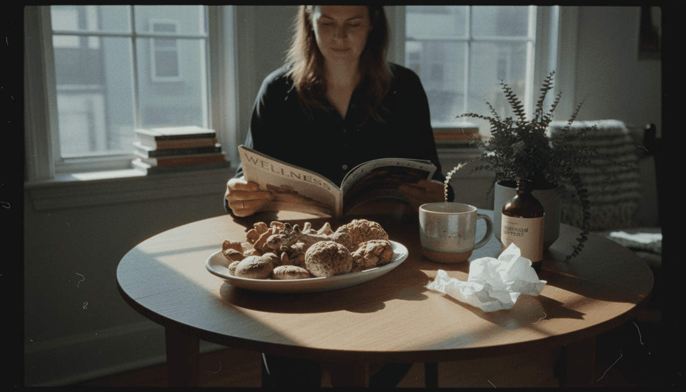 Woman exploring mushroom wellness routine