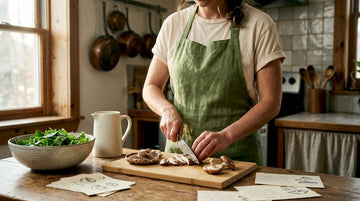 Woman preparing mushrooms for healthy meal