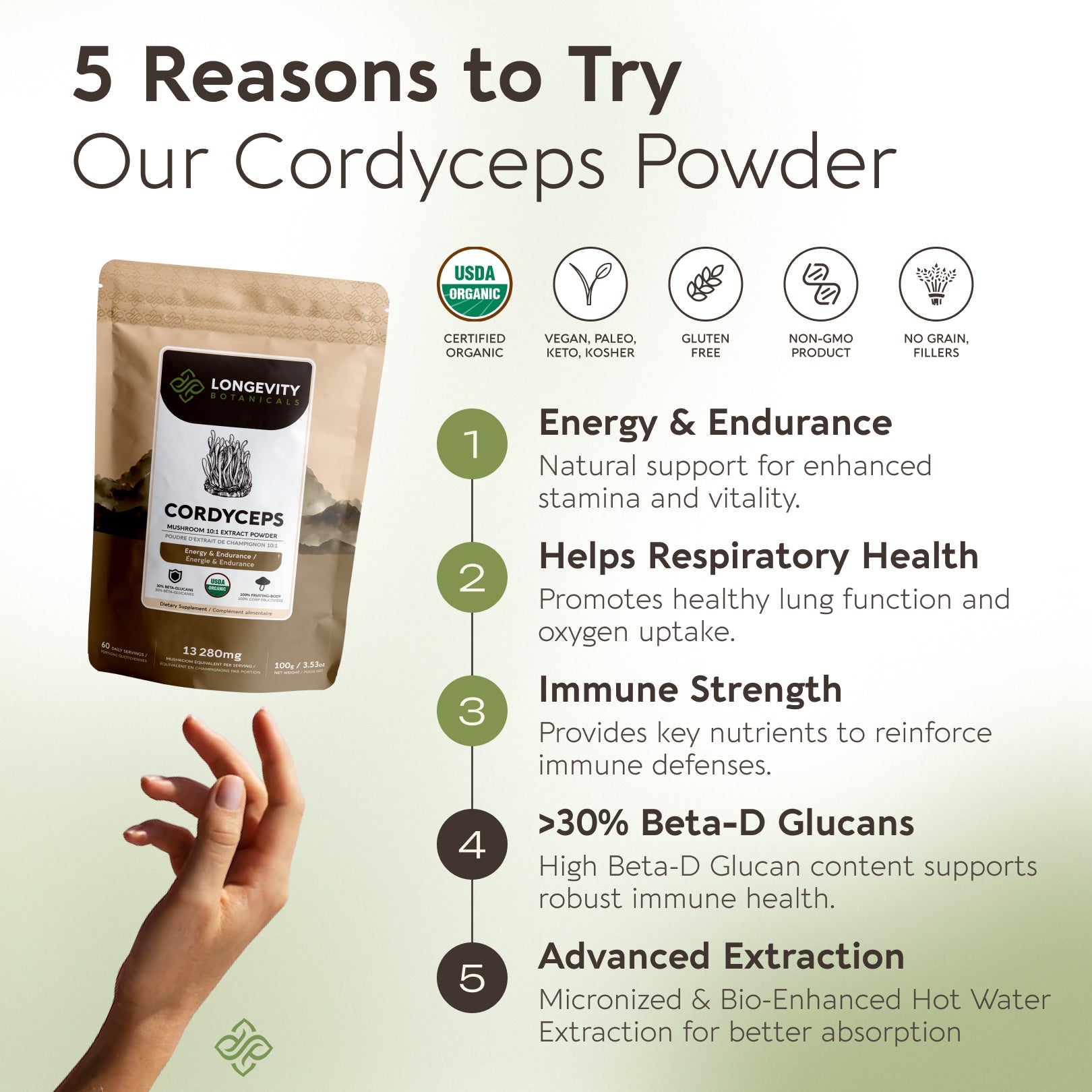 Bulk Cordyceps Powder Mushroom 10:1 Extract (1 KG / 2.2 LB)