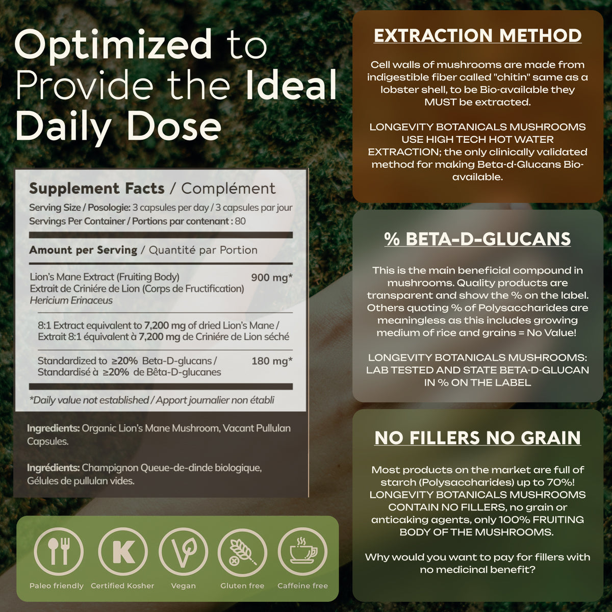 Organic Lion's Mane Capsules Mushroom 8:1 Extract, image 7