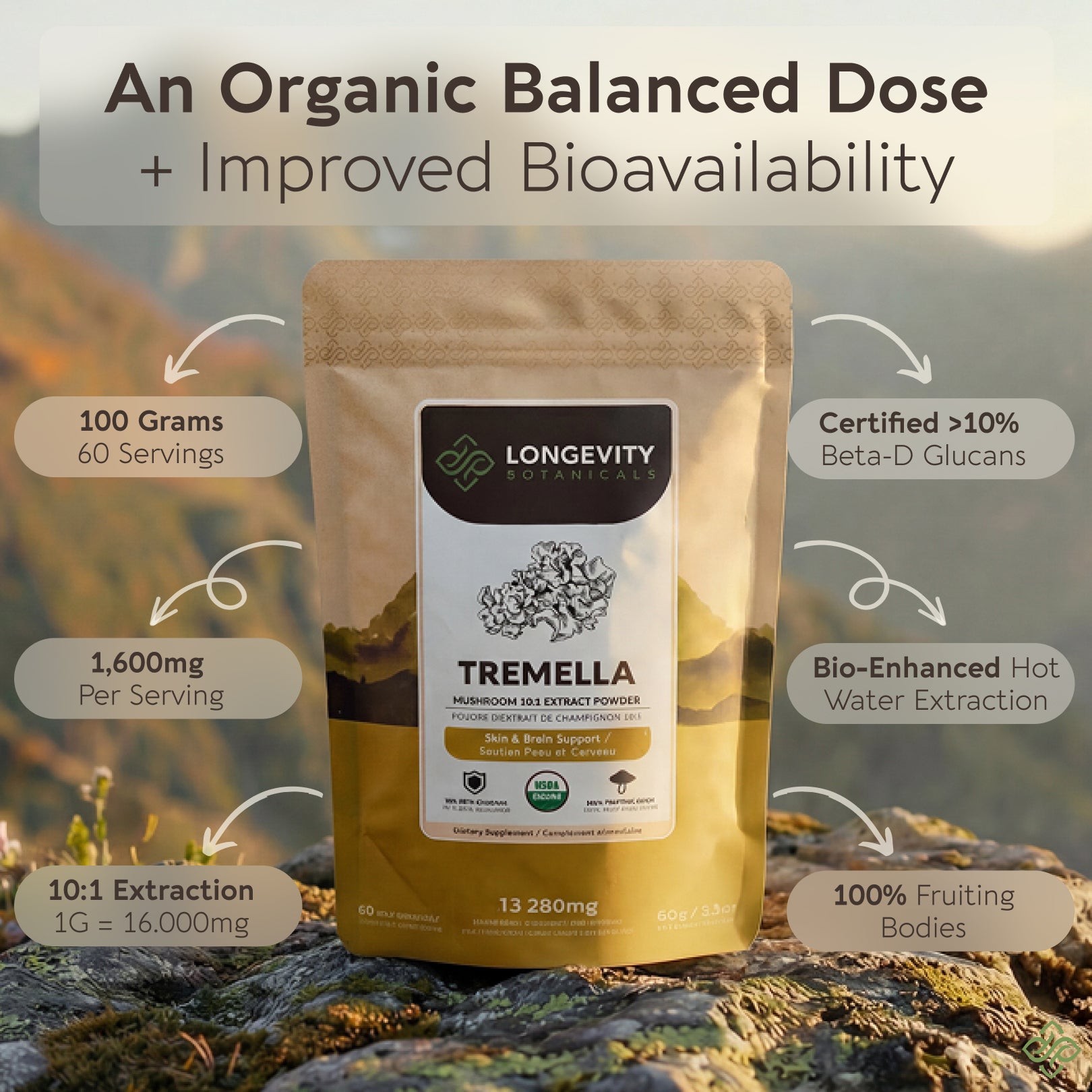 Bulk Tremella Powder Mushroom 10:1 Extract (1 KG / 2.2 LB)