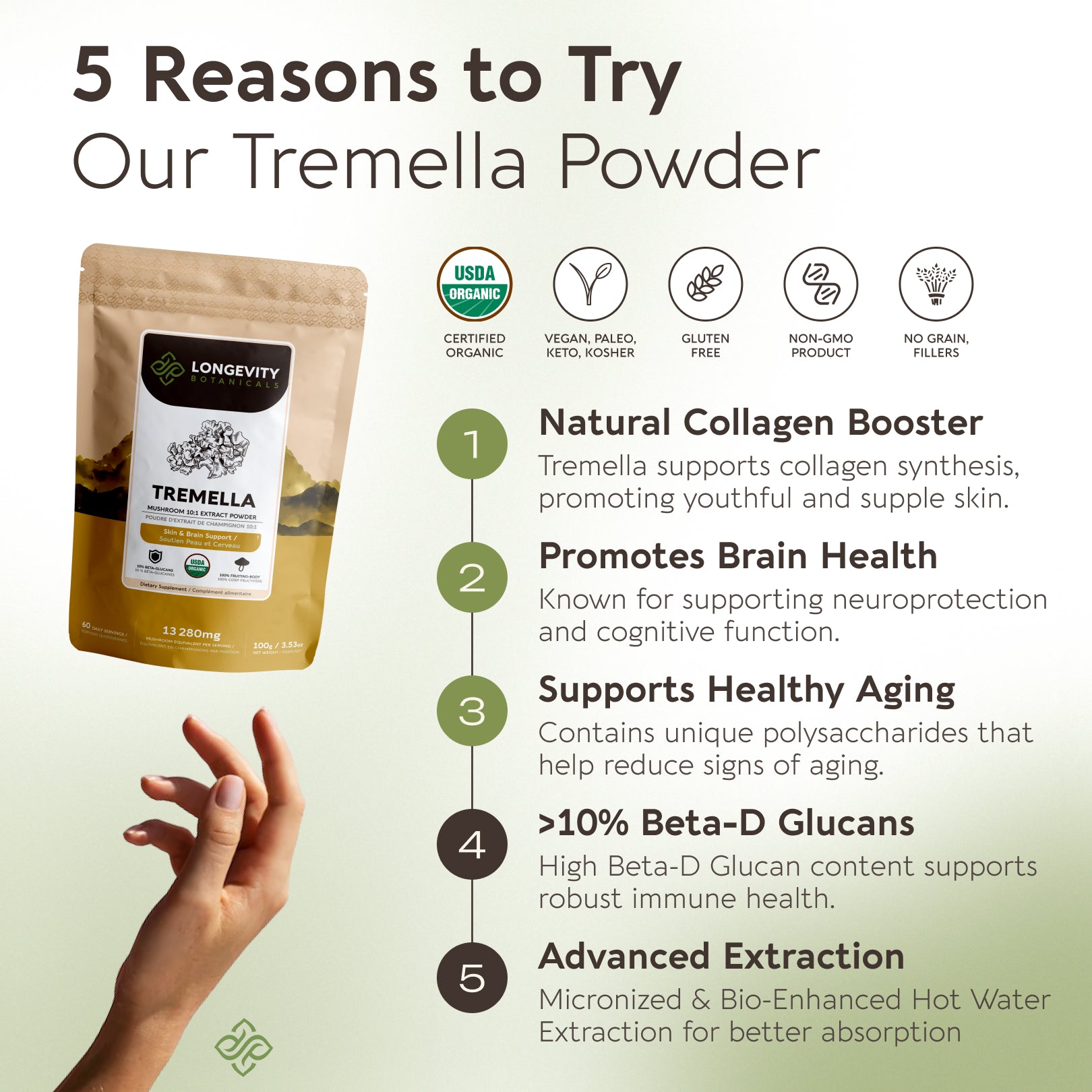 Bulk Tremella Powder Mushroom 10:1 Extract (1 KG / 2.2 LB)