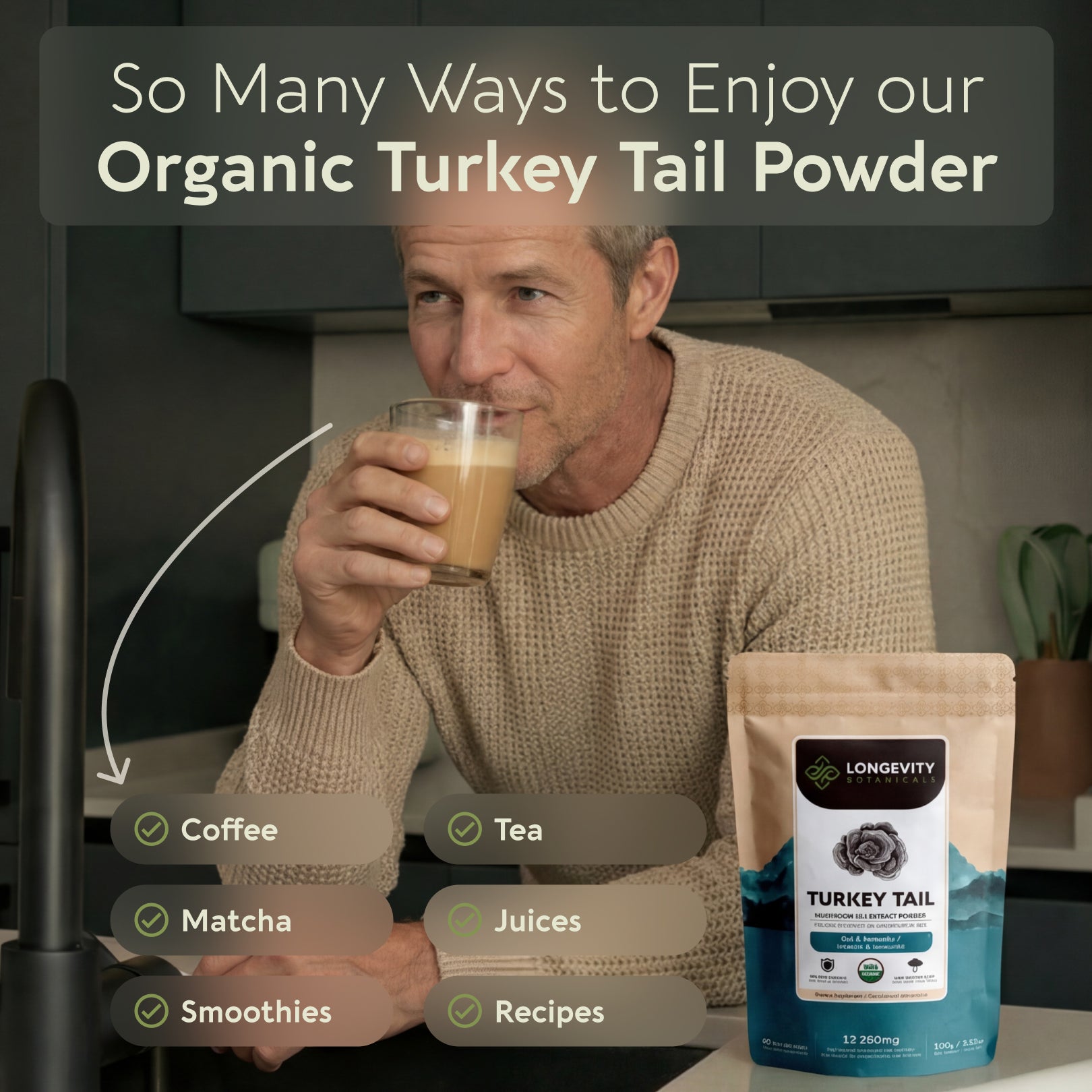 Bulk Turkey Tail Powder - Mushroom 10:1 Extract  (1 KG / 2.2 LB)