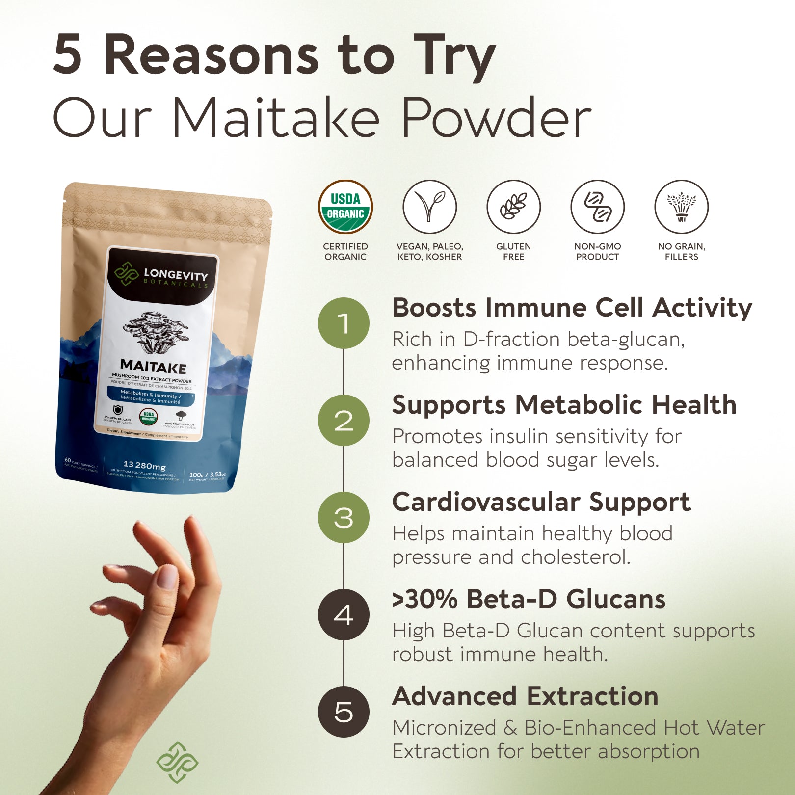 Bulk Maitake Powder Mushroom 10:1 Extract (1 KG / 2.2 LB)