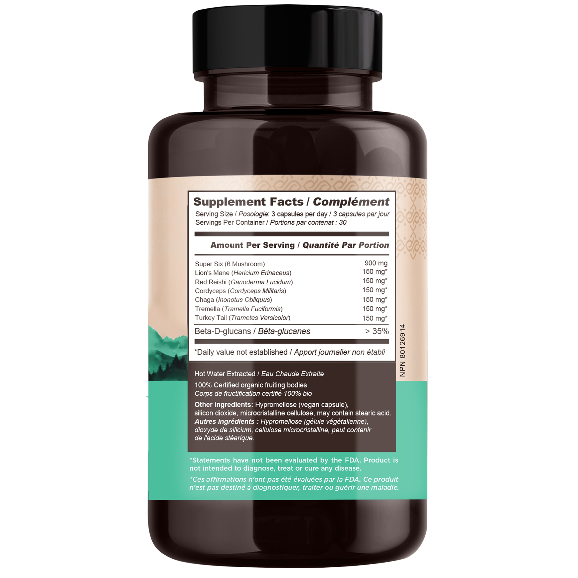 Organic Super Six Blend Mushroom Extract Capsules (90 Count) - All-in-One Health & Vitality - LongevityBotanicals Mushrooms