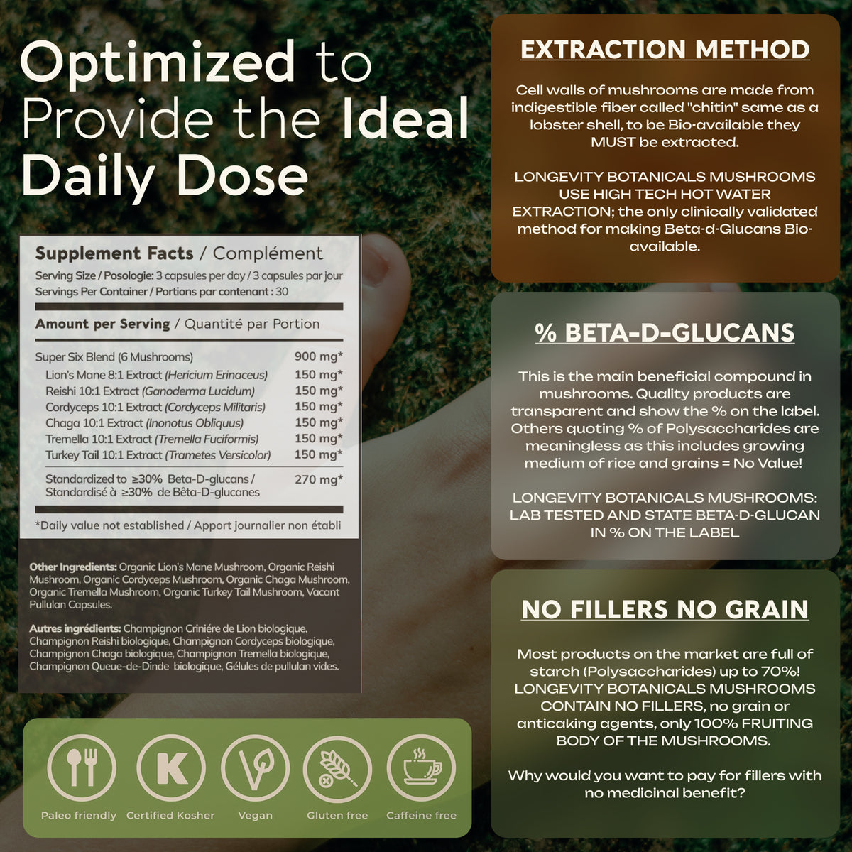 Organic Super Six Mushroom Blend Capsules 10:1 Extract, image 8