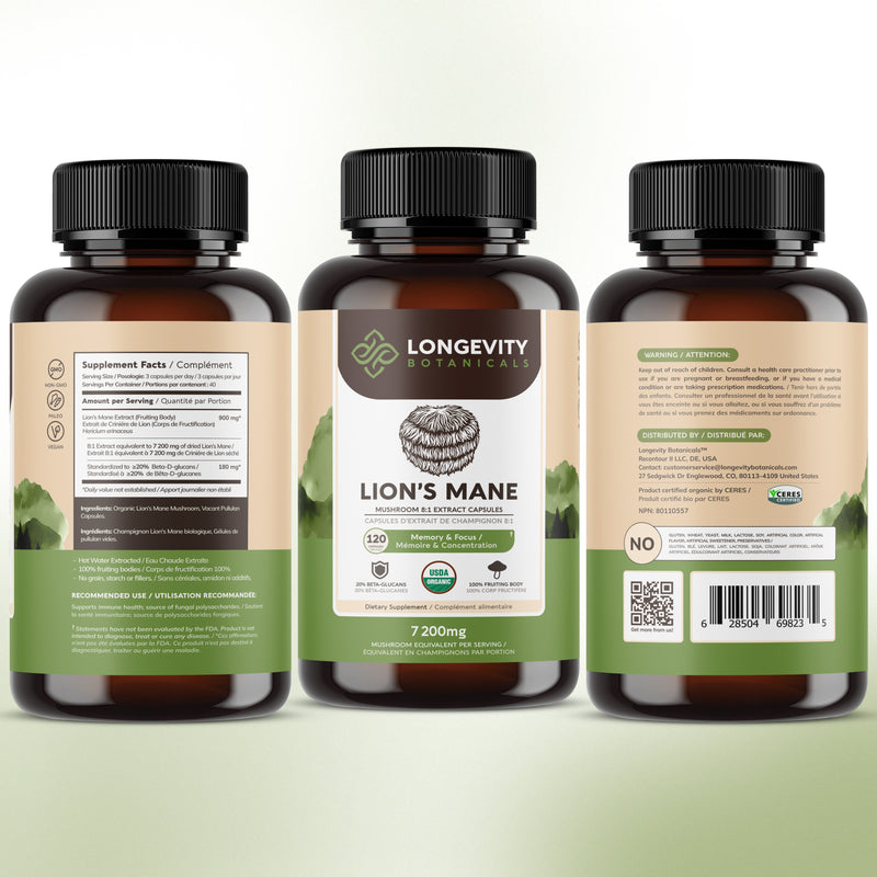 Organic Lion's Mane Capsules Mushroom 8:1 Extract, image 10