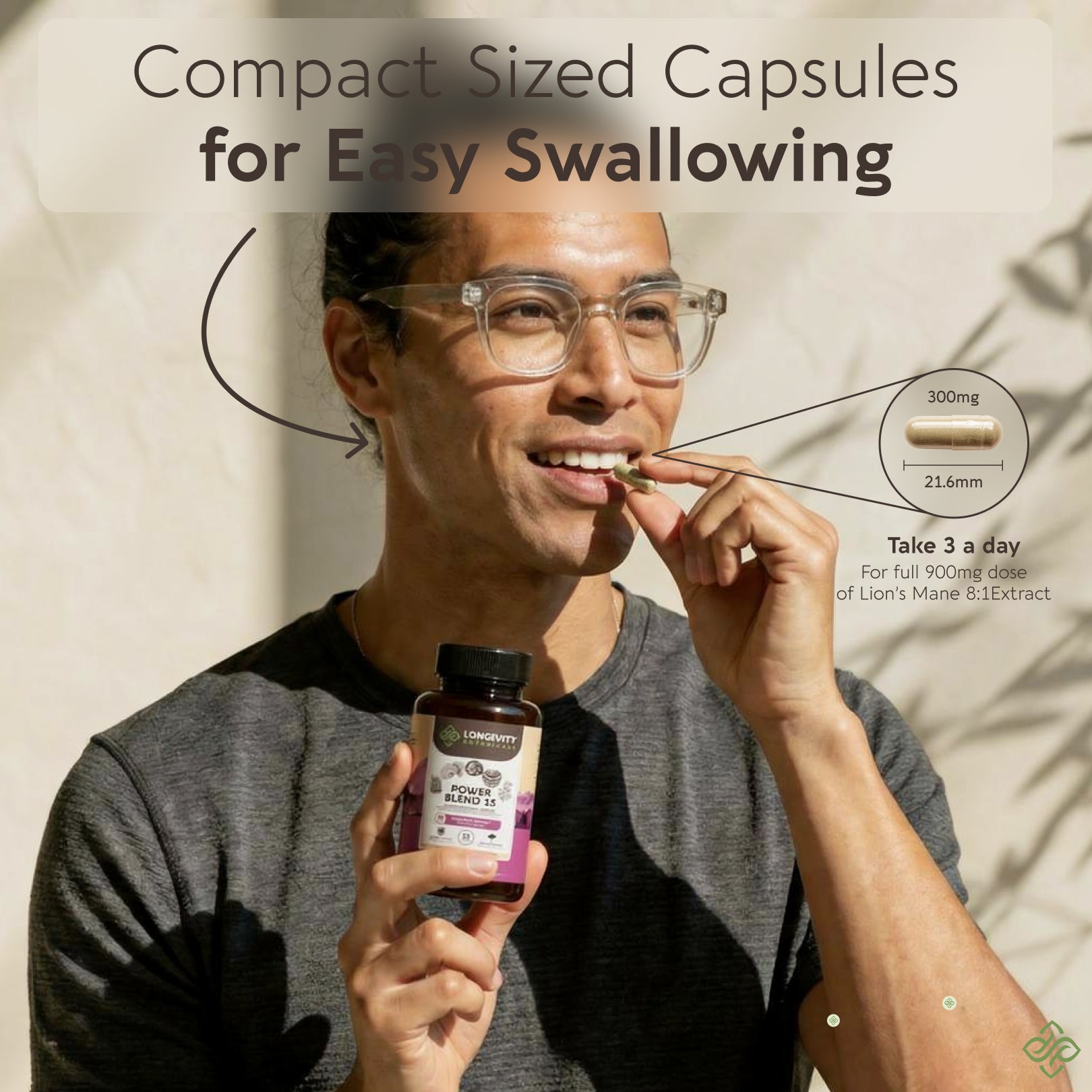 Power Blend 15 Mushroom Capsules 10:1 Extract (90 Count) - Complete Body & Mind Support