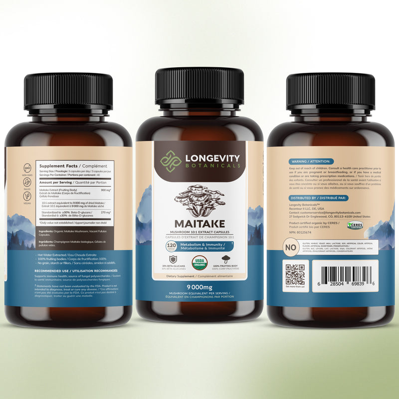 Organic Maitake Capsules Mushroom 10:1 Extract, image 9
