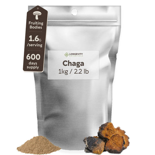 Bulk Chaga Powder Mushroom 10:1 Extract (1 KG / 2.2 LB) (Organic) - LongevityBotanicals Mushrooms