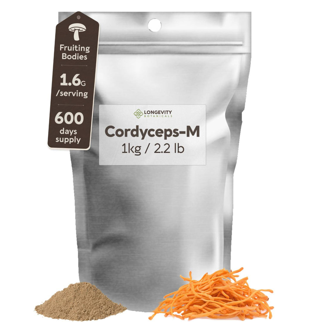 Bulk Cordyceps Powder Mushroom 10:1 Extract (1 KG / 2.2 LB) (Organic) - LongevityBotanicals Mushrooms