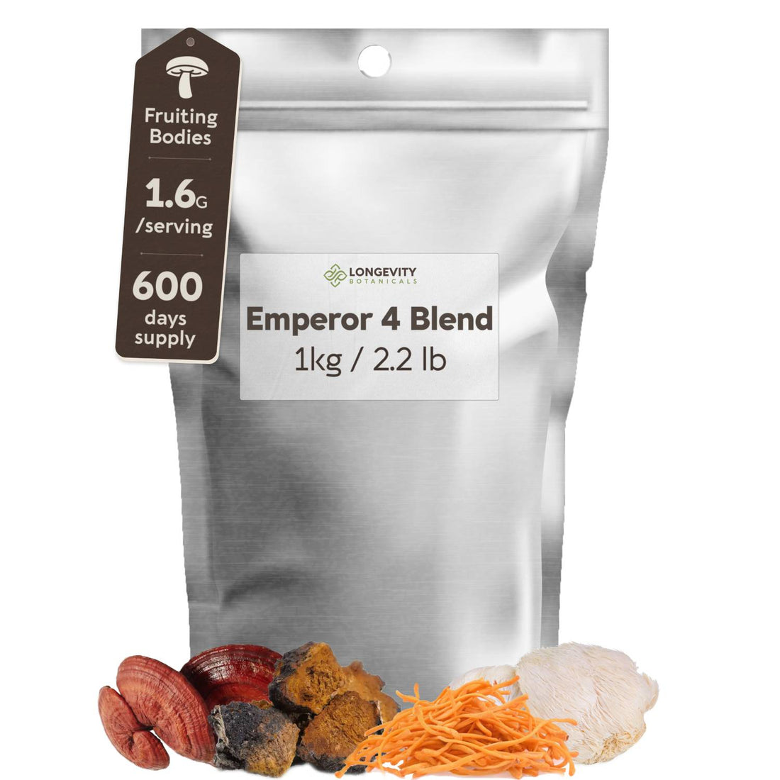 Bulk Emperor's 4 Mushroom Blend 10:1  Extract Powder (1 KG / 2.2 LB) (Organic) - LongevityBotanicals Mushrooms