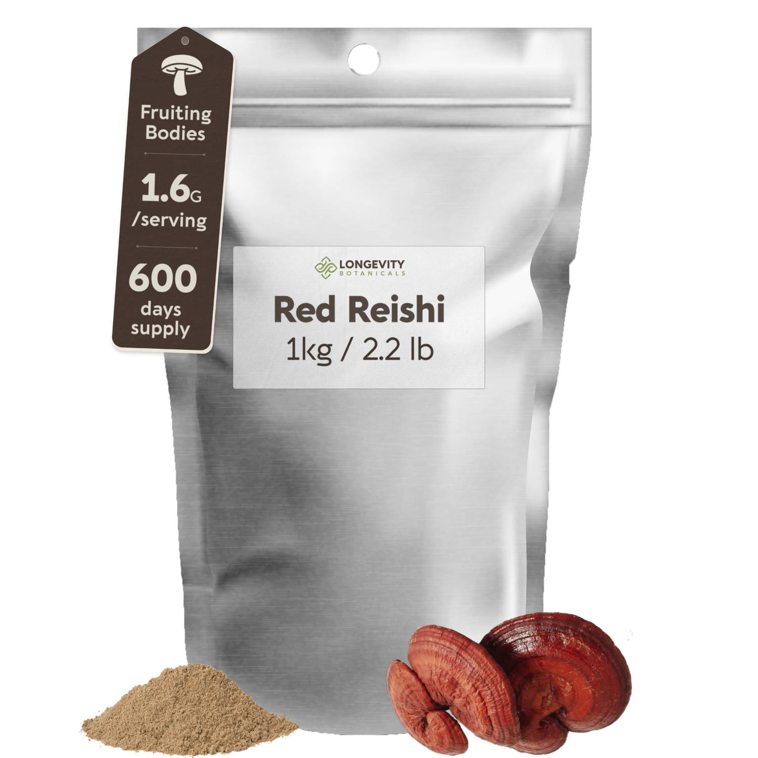 Bulk Reishi Powder Mushroom 10:1 Extract (1 KG / 2.2 LB) (Organic) - LongevityBotanicals Mushrooms