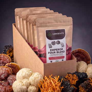 Organic Bulk Emperor's 4 Mushroom Blend 10:1  Extract Powder (1 KG / 2.2 LB) (10 Bags)