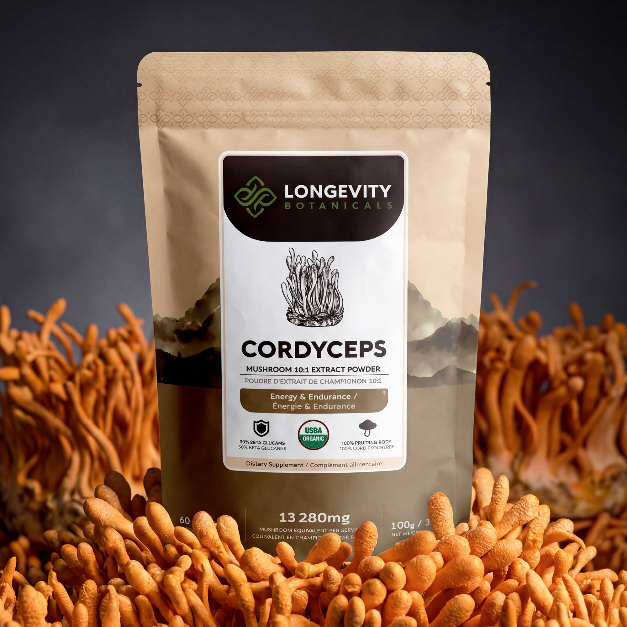 Organic Cordyceps Mushroom Powder 10:1 Extract