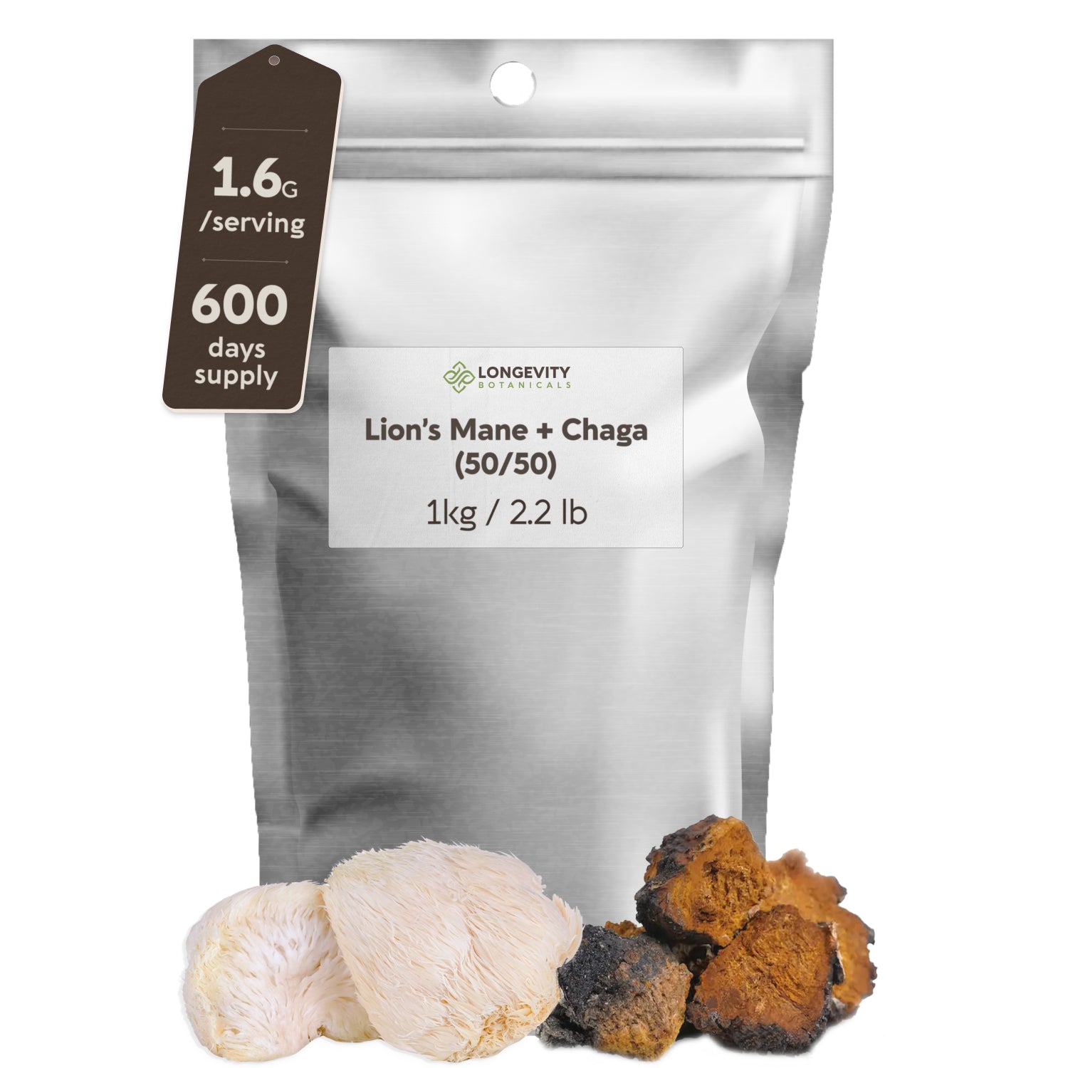 Bulk Lion's Mane + Chaga (50/50) Powder Mushroom 10:1 Extract (1 KG / 2.2 LB)