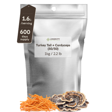 Bulk Turkey Tail+Cordyceps (50/50) Powder Mushroom 10:1 Extract (1 KG / 2.2 LB)
