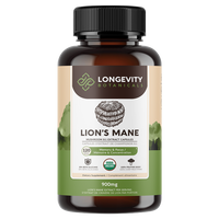 Longevity Botanicals Lion's Mane 8:1 mushroom extract capsules, 120 count bottle