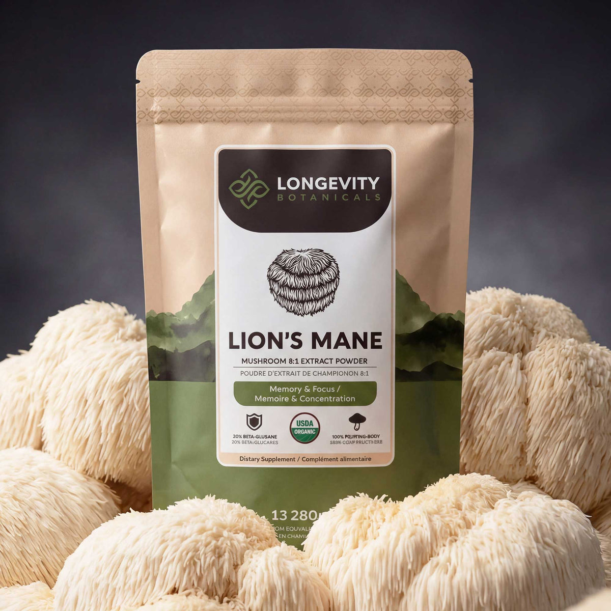 Organic Lion's Mane Mushroom Powder 8:1 Extract