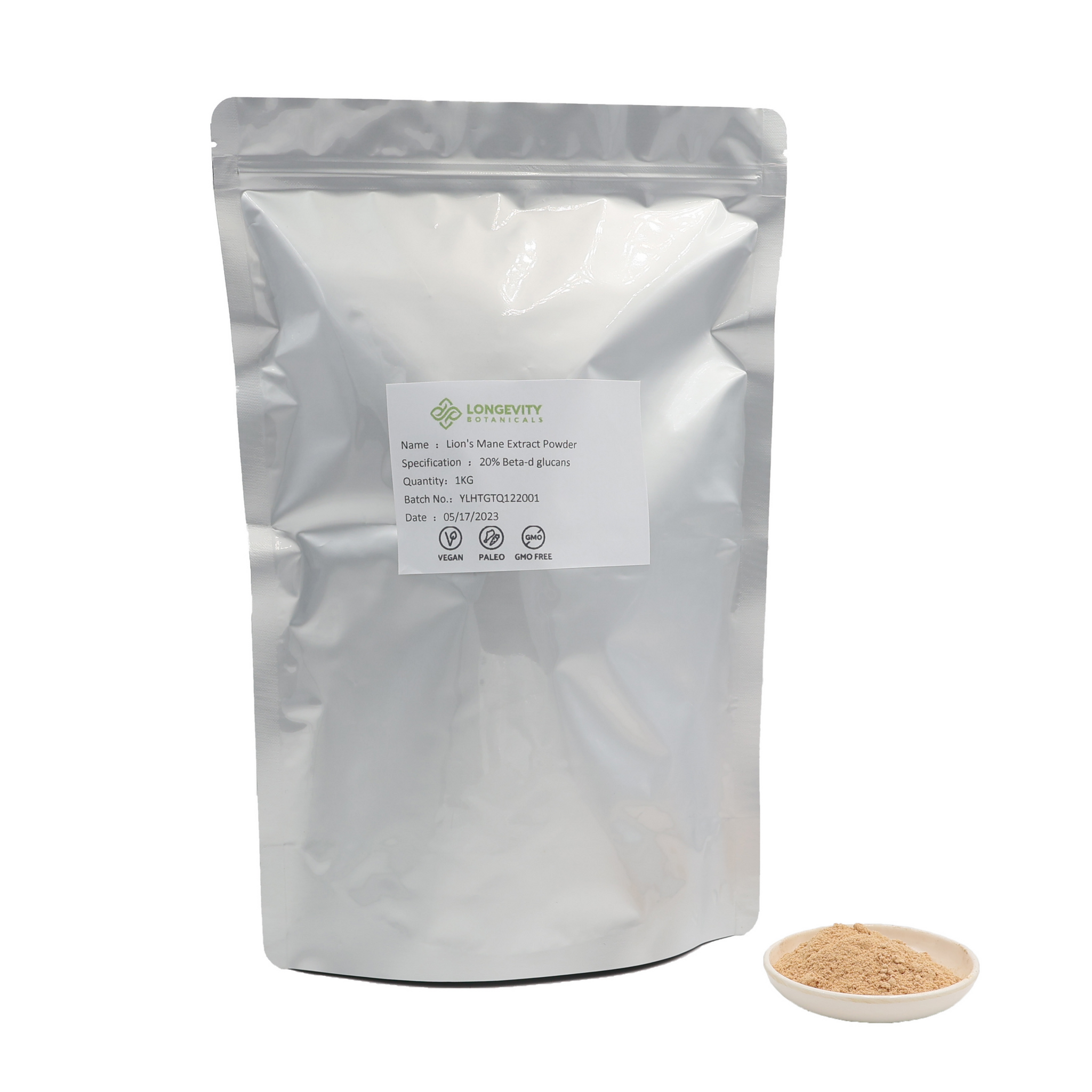 Bulk Lion's Mane Powder Mushroom Extract (1 KG) (Organic) - LongevityBotanicals Mushrooms