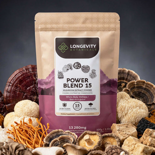 Power Blend 15 Mushroom Powder 10:1 Extract. All in One Body & Mind Support (3.5oz / 100g)