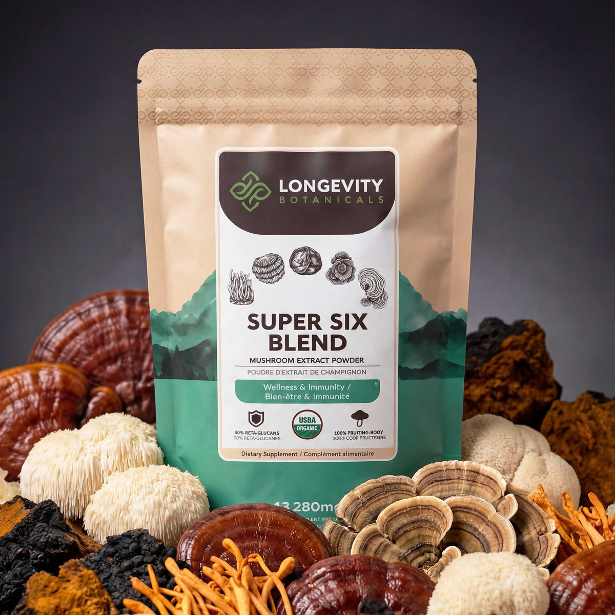 Super Six Mushroom Blend Powder 10:1 Extract