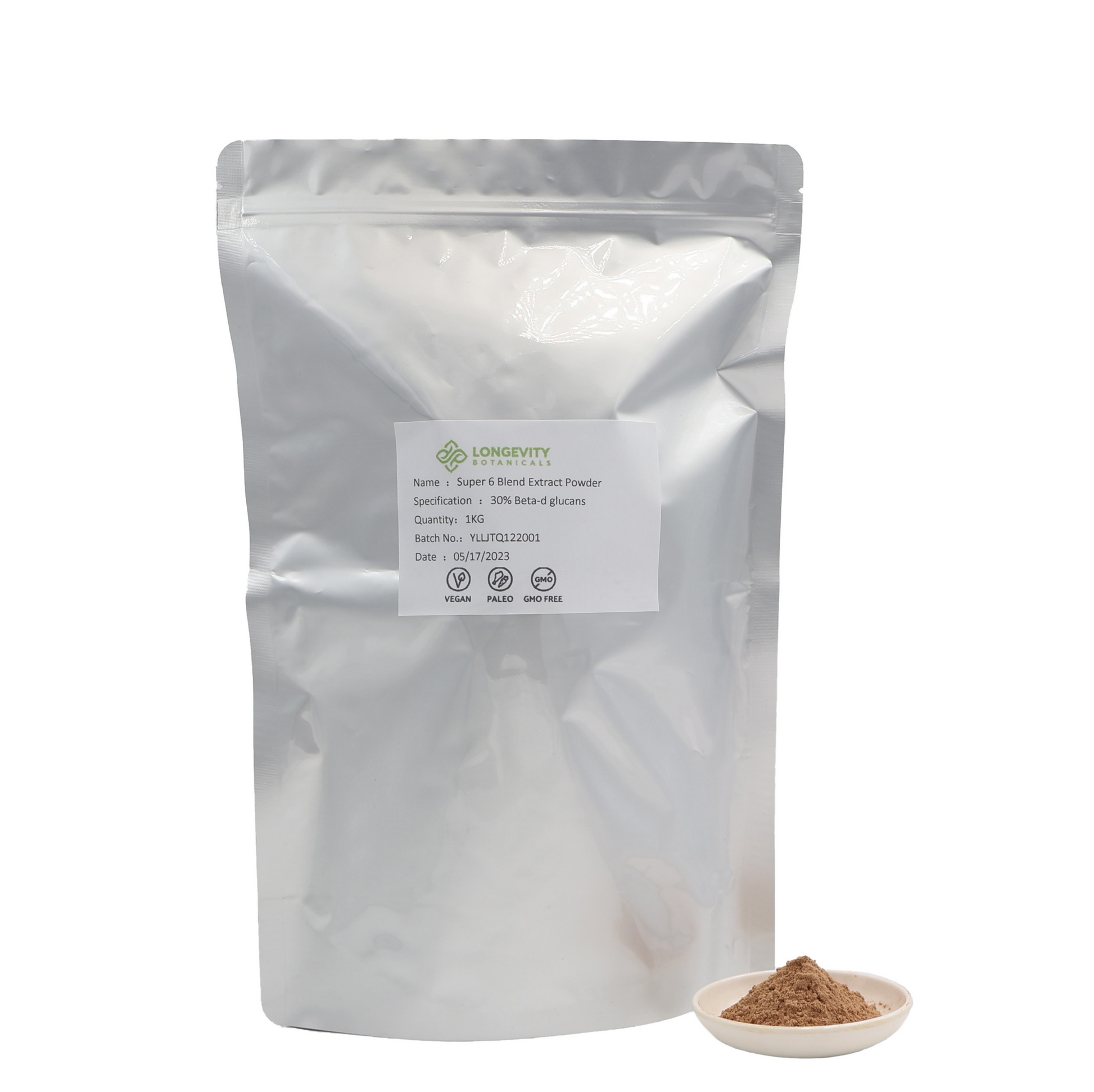 Organic Super 6 Blend Mushroom Extract Powder Blend Bulk (1 Kilogram) - LongevityBotanicals Mushrooms