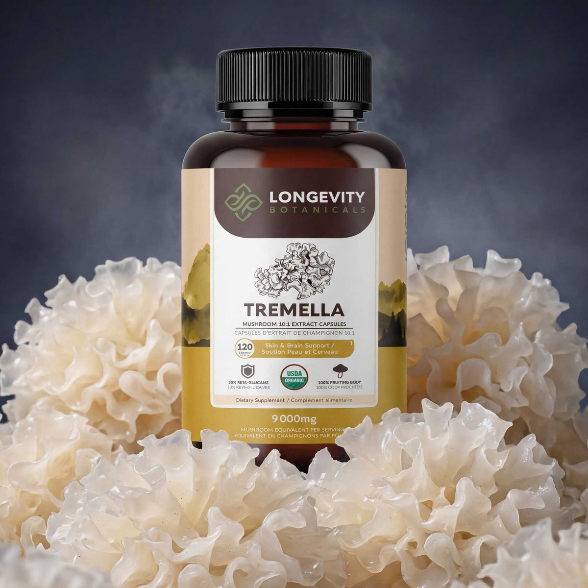 Organic Tremella Capsules Mushroom 10:1 Extract