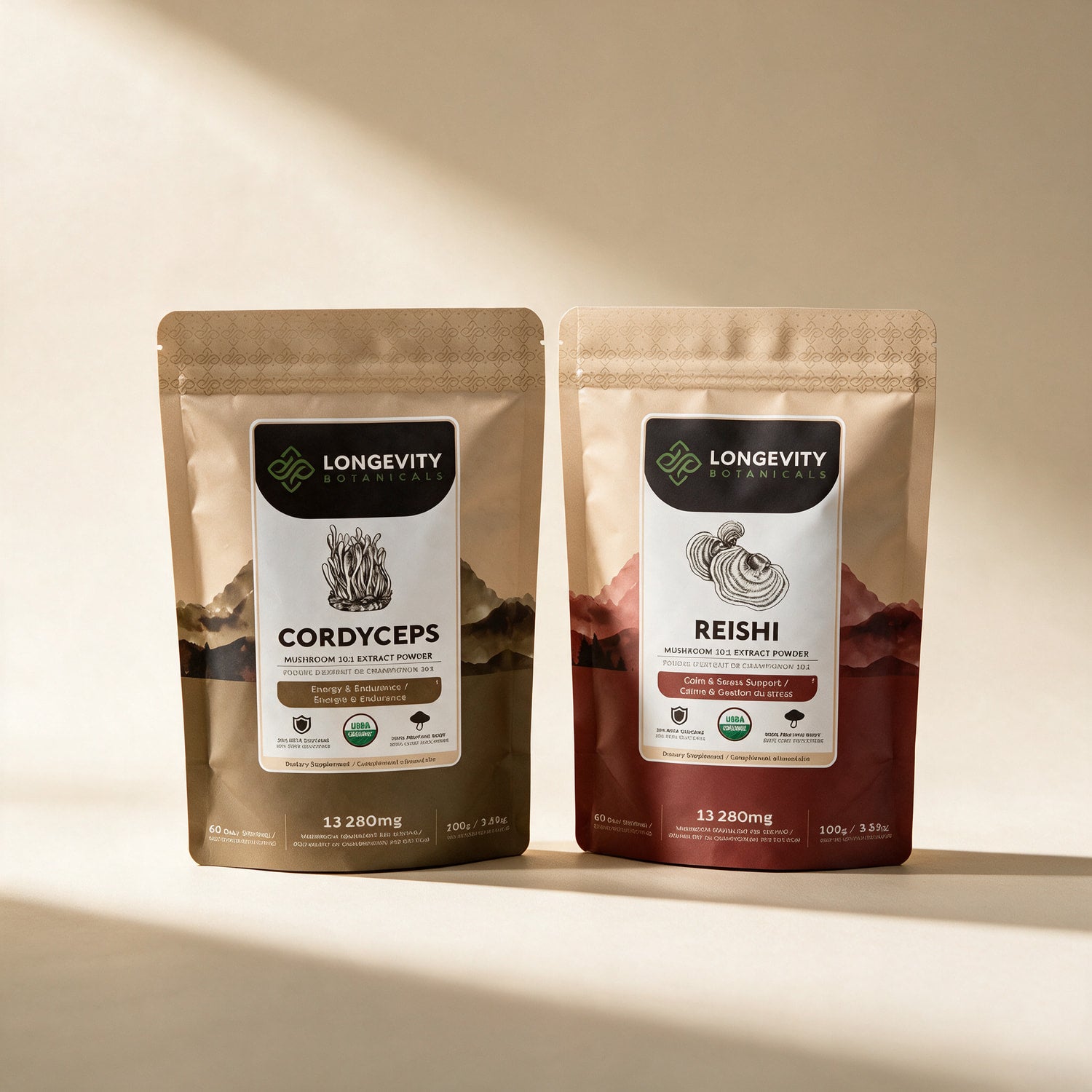 Morning & Night mushroom extract powder bundle