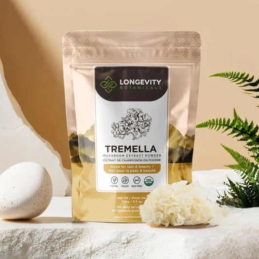 Organic Tremella Mushroom Powder 10:1 Extract. Skin Hydration Redefined (3.5oz / 100g)